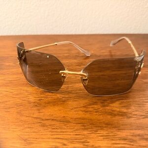 Miu Miu Gold Frame Sunglasses with Brown Lenses